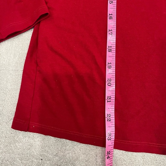 [L]EILEEN FISHER Top Rayon Stretch Jersey Round Neck Long Sleeve Red USA - Picture 7 of 7